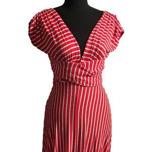 Red with White Stripe South Grand Dress, Size Small